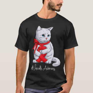Vasculitis-bewustzijnsmaand Rode Lint Kat grappig T-shirt