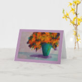 Vase à aquarelle avec la carte de voeux de fleurs (Fleur jaune)