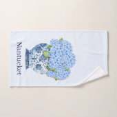 Vase à décor de chinoiserie avec hydrangeas bleus  (Serviette à main)