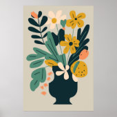Vase Abstrait moderne Poster de fleurs botaniques (Devant)