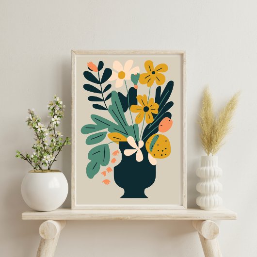 Vase Abstrait moderne Poster de fleurs botaniques