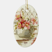 Vase aux roses roses vintages aquarelle ornement (Droite)