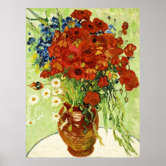 Vase avec Cornflowers et Popies Poster