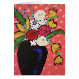 vase avec la carte colorée de fleurs