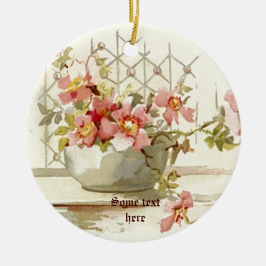 Vase avec pinkroses vintage aquarelle ornement (Devant)