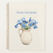 Vase Crème Fleurs Iris Violettes (Devant)