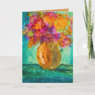 Vase de carte de voeux vierge de fleurs