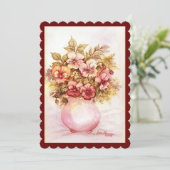 Vase de Pansies Carte de vacances plat (Debout devant)