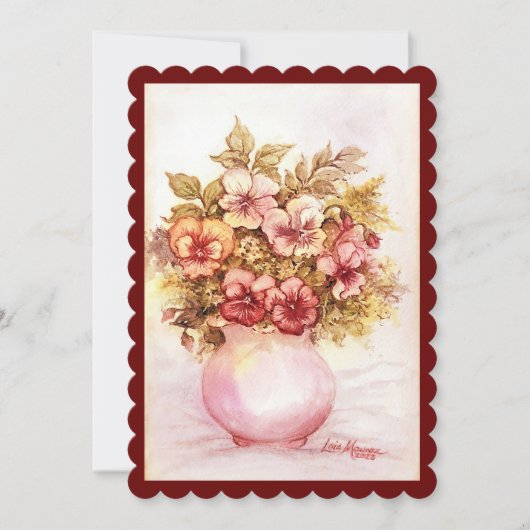 Vase de Pansies Carte de vacances plat (Devant)