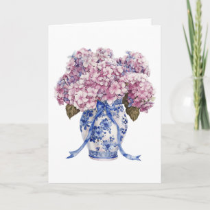 Vase de style Chinois Fleurs d'hortensia Carte de