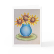 Vase de tournesols carte de voeux