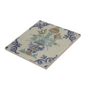 Vase de tulipes en carreaux de Delft antiques : bl (Côté)