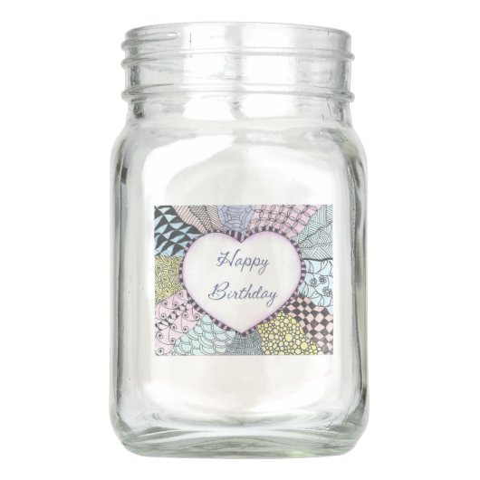 Vase Mason Jar Happy Birthday (Voorkant)