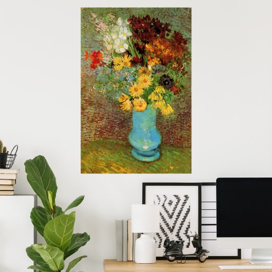 Vase met Daisies en Anemones door Vincent van Gogh Poster (Thuiskantoor)