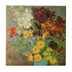 Vase met Daisies en Anemones door Vincent van Gogh Tegeltje