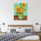 Vase met drie zonnebloemen, Vincent van Gogh Canvas Afdruk (Insitu (Slaapkamer))