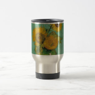 Vase met drie zonnebloemen, Vincent van Gogh Reisbeker