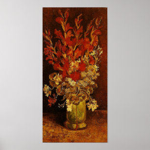 Vase met Gladioli en Carnaties Van Gogh Fine Art Poster