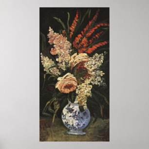 Vase met Gladioli en Lila door Vincent van Gogh Poster