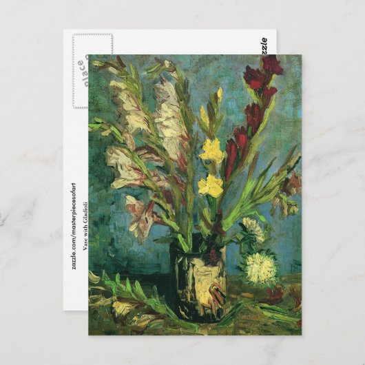 Vase met Gladioli (F248a) Van Gogh Fine Art Briefkaart (Voorkant / Achterkant)