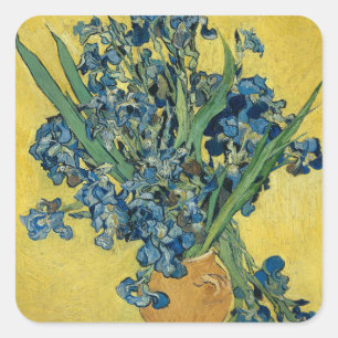 Vase met Irises door Van Gogh Vierkante Sticker