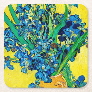 Vase met Irises, Van Gogh Vierkante Kartonnen Onderzetter