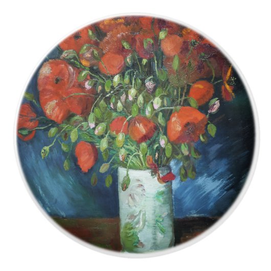 Vase met Red Poppies Vincent van Gogh Keramische Knop (Voorkant)