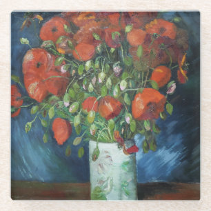 Vase met Red Poppies Vincent van Gogh Square Glazen Onderzetter