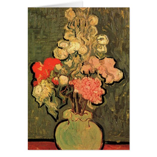 Vase met Roos Mallows door Vincent van Gogh (Voorkant)