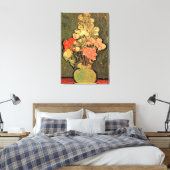 Vase met Roos Mallows door Vincent van Gogh Canvas Afdruk (Insitu (Slaapkamer))