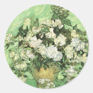 Vase met Rozen, Vincent van Gogh 1890 Ronde Sticker