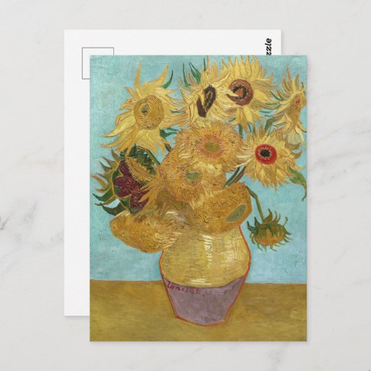 Vase met twaalf zonnebloemen door Vincent van Gogh Briefkaart (Voorkant / Achterkant)