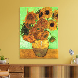 Vase met twaalf zonnebloemen door Vincent van Gogh Canvas Afdruk