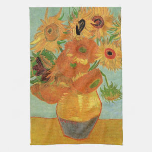 Vase met twaalf zonnebloemen door Vincent van Gogh Theedoek