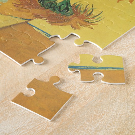 Vase met vijftien zonnebloemen door Vincent van Go Legpuzzel (Zijkant)