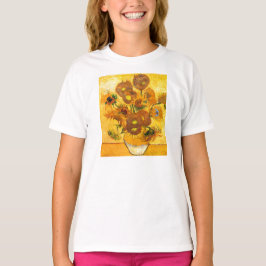 Vase met vijftien zonnebloemen door Vincent van Go T-shirt