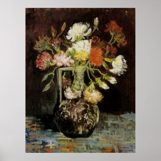 Vase met witte anjers door Vincent van Gogh Poster (Voorkant)