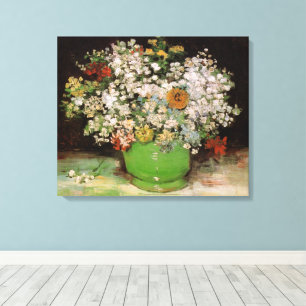 Vase met Zinnia Flowers door Vincent van Gogh Canvas Afdruk