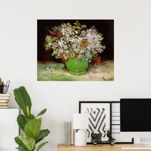 Vase met Zinnia Flowers door Vincent van Gogh Poster