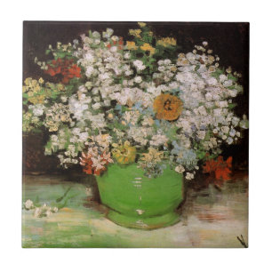 Vase met Zinnia Flowers door Vincent van Gogh Tegeltje