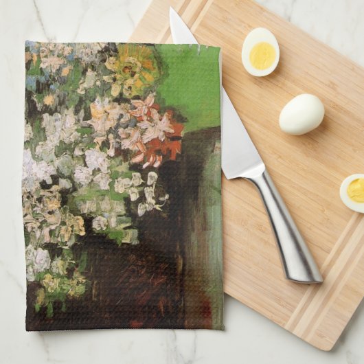 Vase met Zinnia Flowers door Vincent van Gogh Theedoek (Quarter Fold)