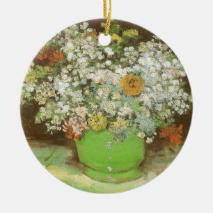 Vase met Zinnias en Flowers door Vincent van Gogh Keramisch Ornament