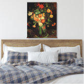 Vase met Zinnias en Geraniums, Vincent van Gogh Canvas Afdruk (Insitu (Slaapkamer))