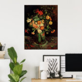 Vase met Zinnias en Geraniums, Vincent van Gogh Poster (Thuiskantoor)