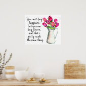 Vase of Pink Tulips is Happiness Poster (Cuisine)