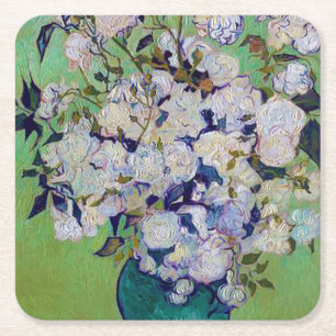 Vase of Rozen, Vincent van Gogh Vierkante Kartonnen Onderzetter