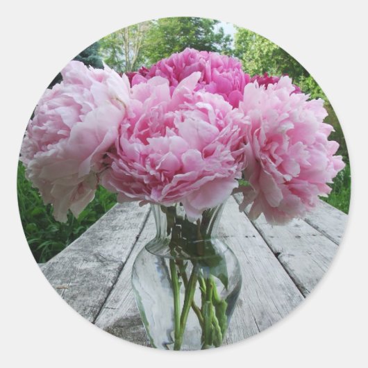 Vase Peony rose / Peonies Stickers Étiquette (Devant)