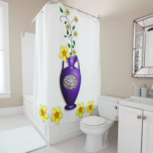 Vase rideau de douche fleurie (En situation)