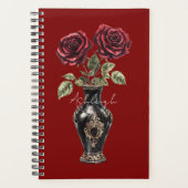 Vase Rose rouge noire (Devant)