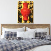 Vase rouge asiatique chinois toile étirée (Insitu(Chambre))